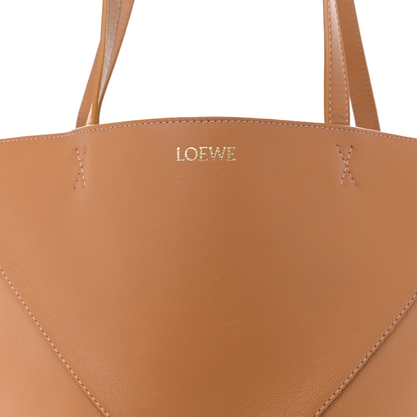 Shiny Calfskin Medium Puzzle Fold Tote Warm Desert