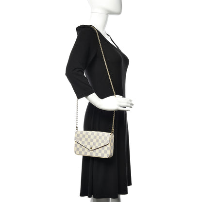 Louis Vuitton Damier Azur Pochette Felicie Chain Wallet Rose Ballerine 2 of 11