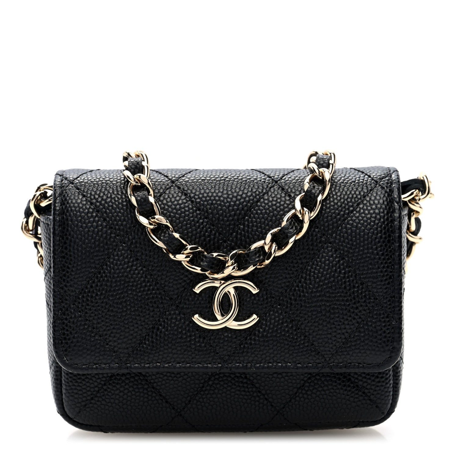 Chanel Caviar Quilted Belt Bag With Charms On Chain Black 1 of 10