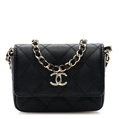 Chanel Caviar Quilted Belt Bag With Charms On Chain Black 1 of 10