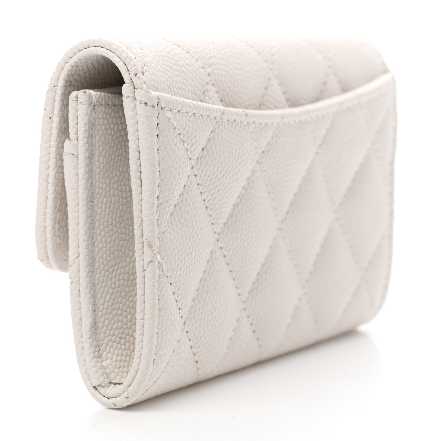 Chanel Caviar Quilted Enamel Coco Casino Flap Card Holder Wallet White 2 of 8