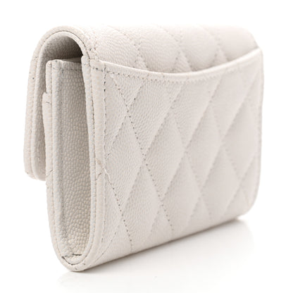 Chanel Caviar Quilted Enamel Coco Casino Flap Card Holder Wallet White 2 of 8