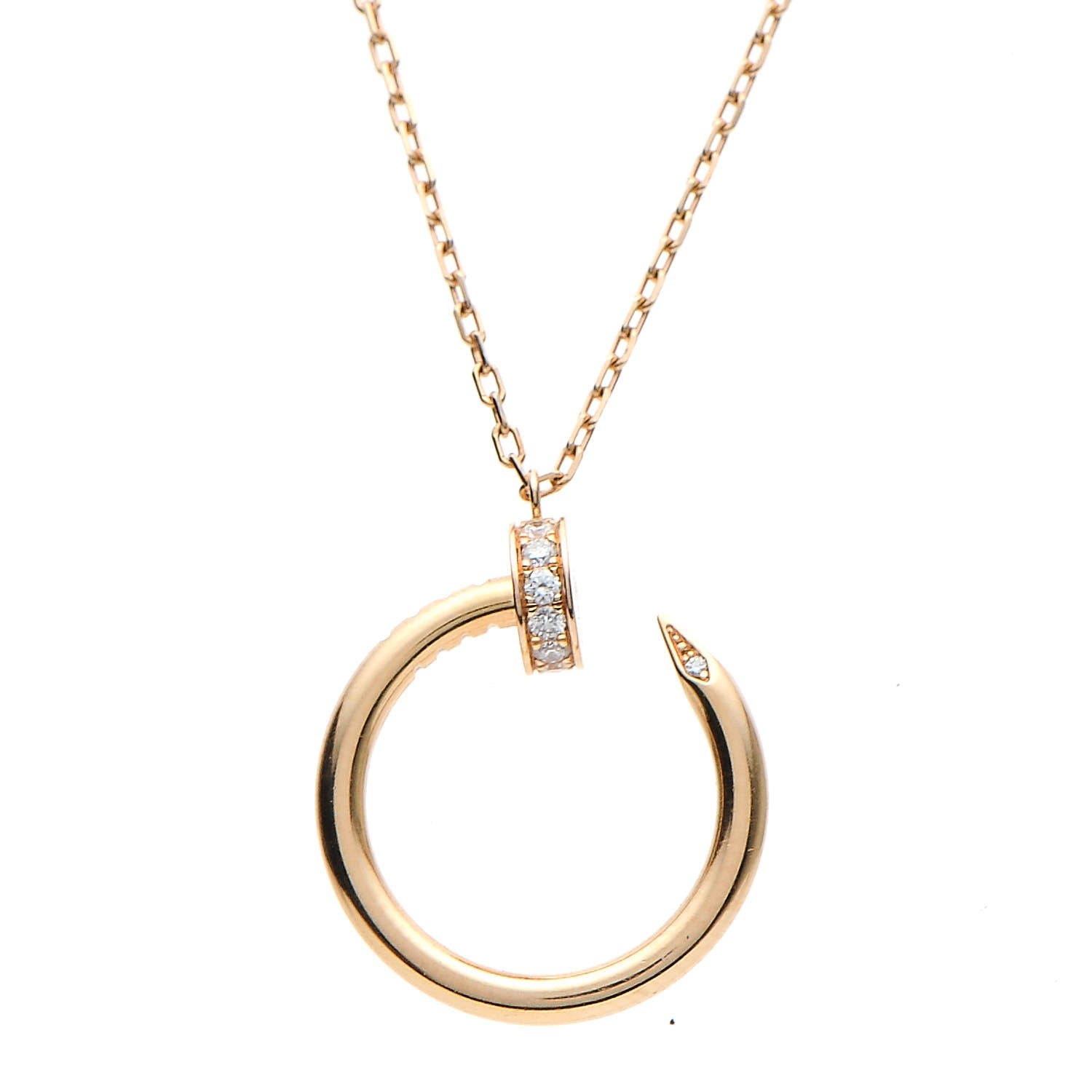 Cartier 18K Pink Gold Diamond Juste Un Clou Pendant Necklace 3 of 7