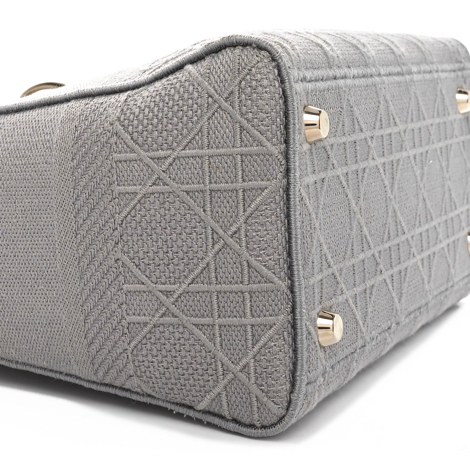 Christian Dior Canvas Embroidered Cannage Medium Lady D-Lite Gray 9 of 12