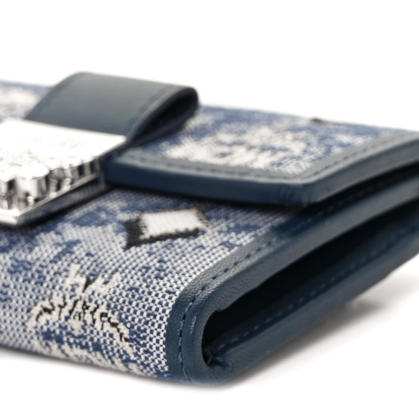 Vintage Jacquard Monogram Mini Tri-Fold Wallet Blue