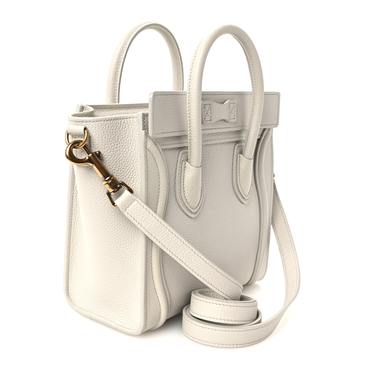 Drummed Calfskin Nano Luggage Chalk