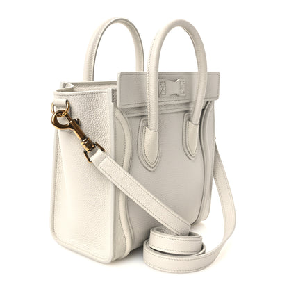 Celine Drummed Calfskin Nano Luggage Chalk 2 of 10