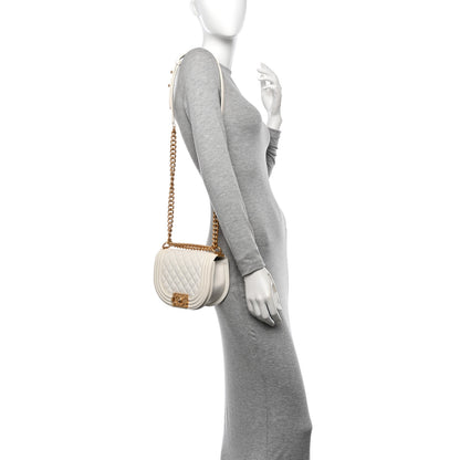Chanel Caviar Quilted Small Boy Messenger Bag White 2 of 10