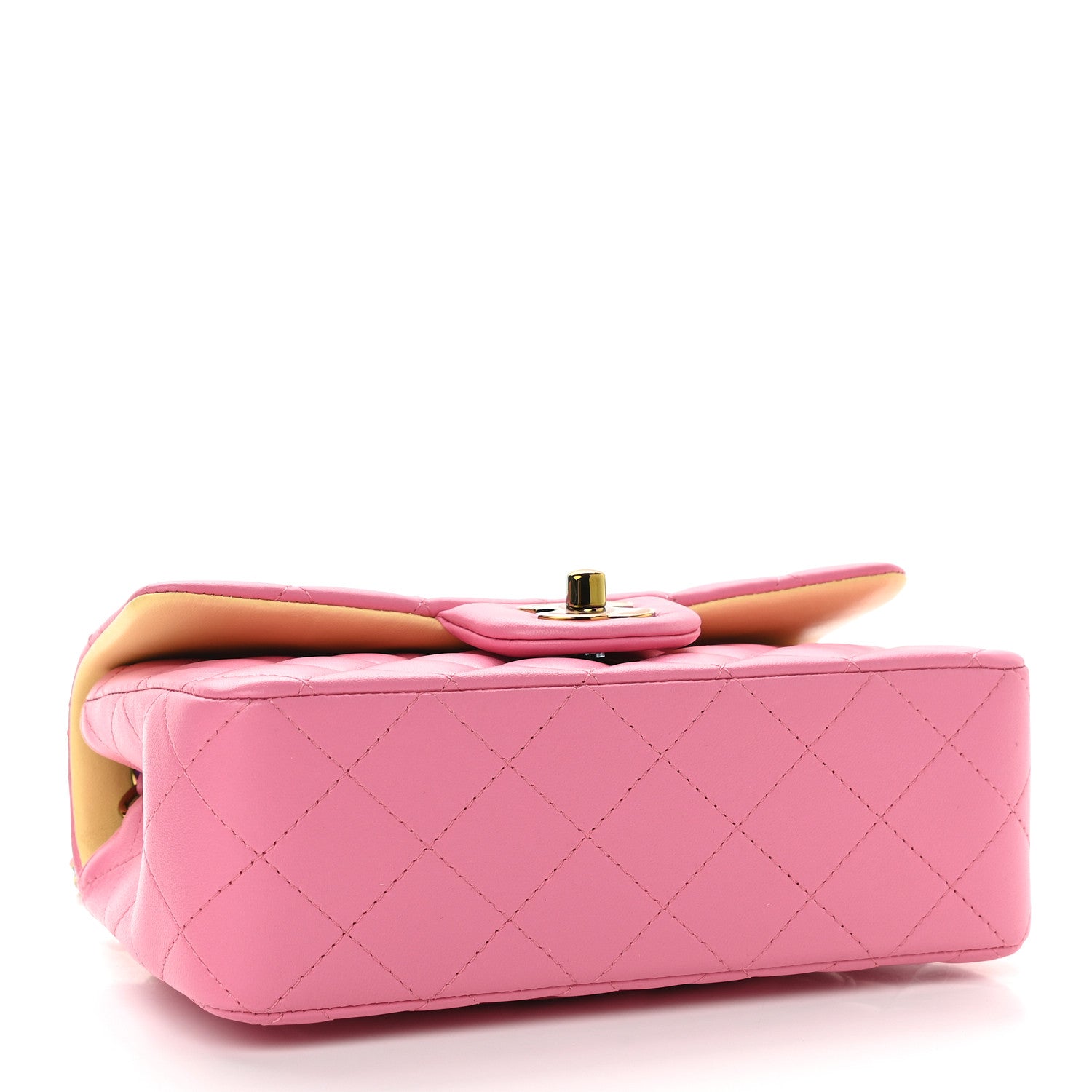 Chanel Lambskin Quilted Mini Rectangular Flap Pink Yellow 4 of 9