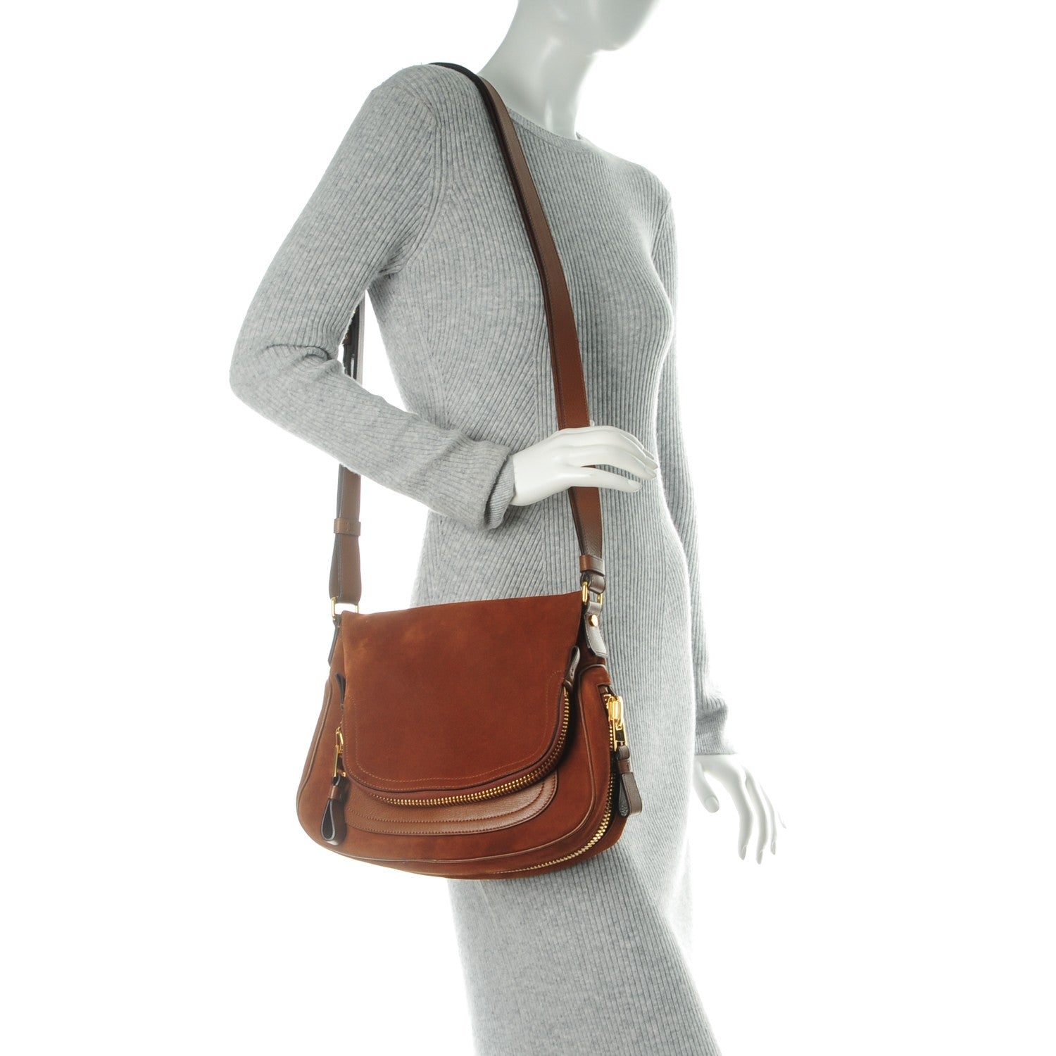 Tom Ford Suede Calfskin Medium Jennifer Crossbody Bag Caramel 2 of 7