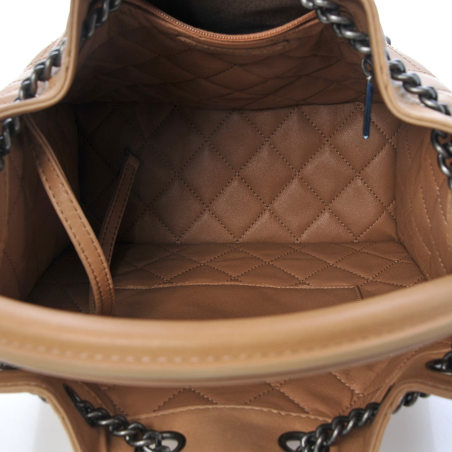 Calfskin Stitched Medium Urban Luxury Drawstring Backpack Beige