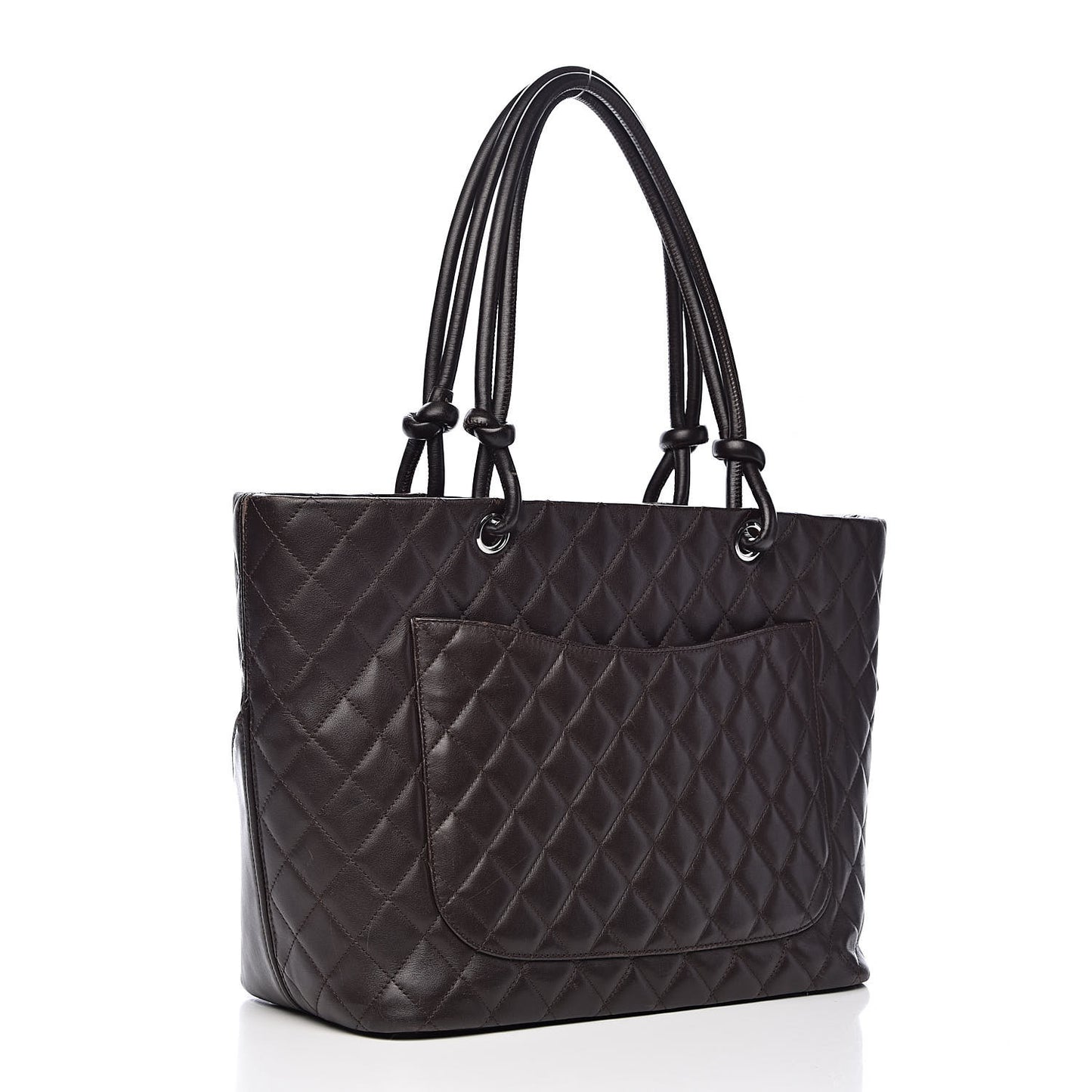 Calfskin Quilted Large Cambon Tote Brown