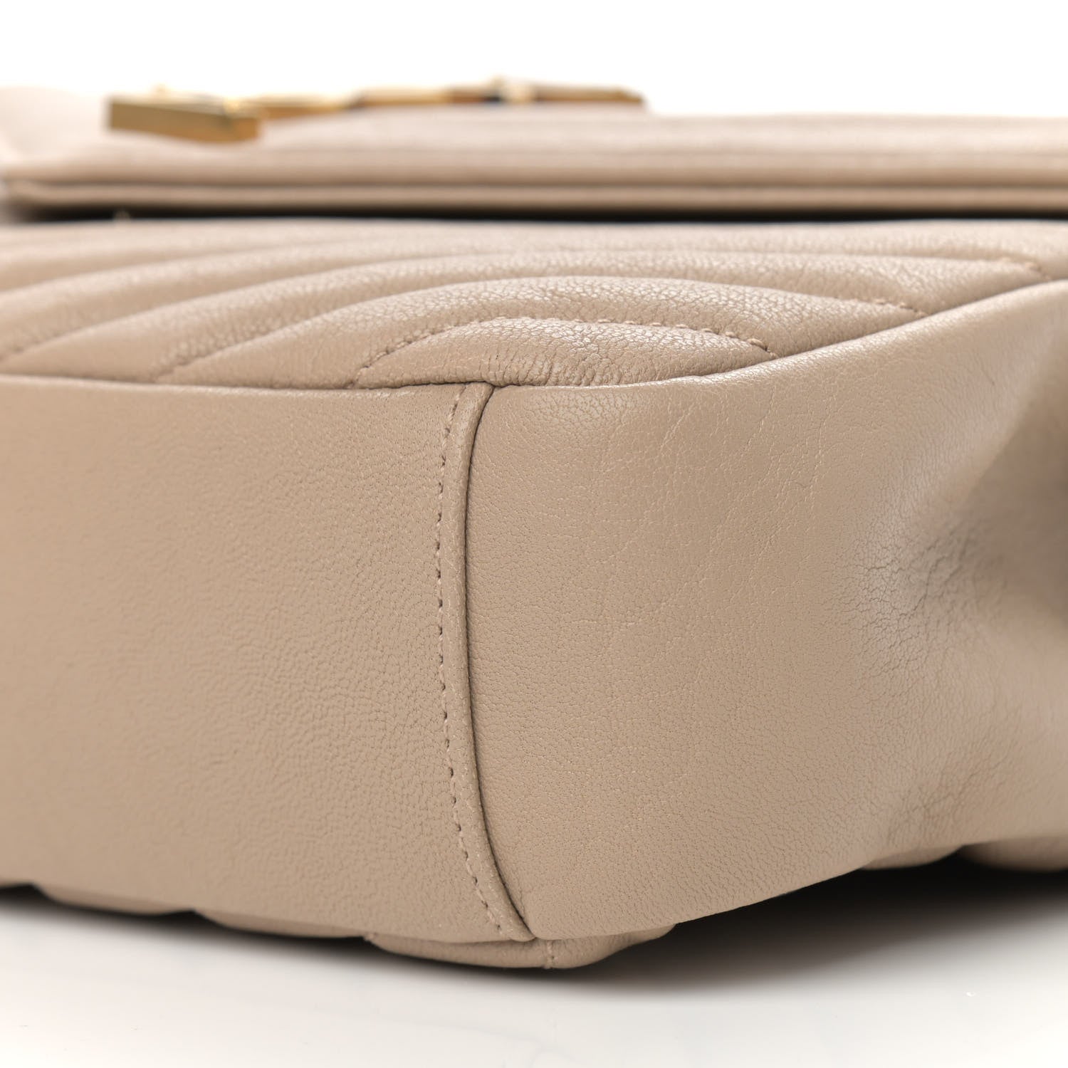 Saint Laurent Sheepskin Matelasse Chevron Monogram Medium College Bag Dark Beige 11 of 11