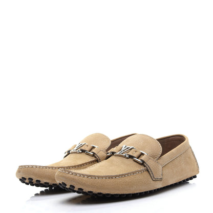 Louis Vuitton Nubuck Mens Hockenheim Moccasin Loafers 9 Beige 4 of 11