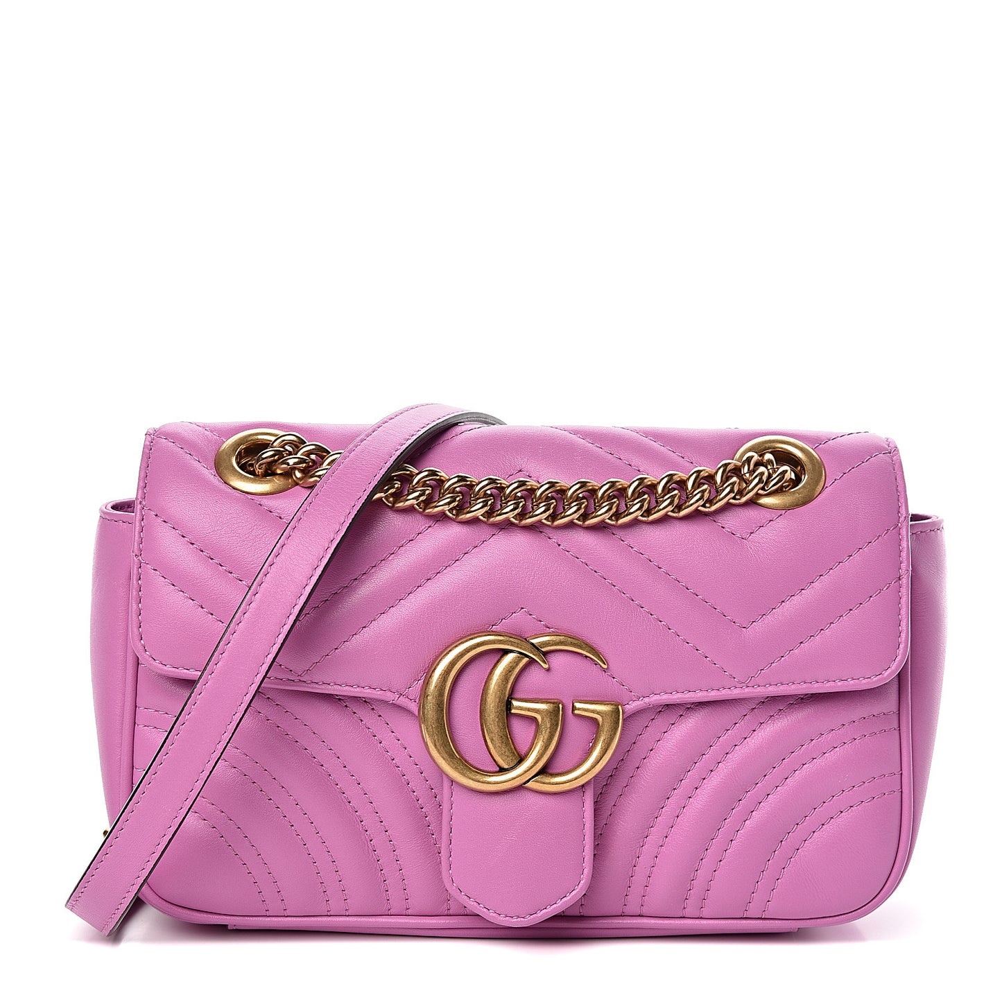 Calfskin Matelasse Mini GG Marmont Shoulder Bag Candy Mousse