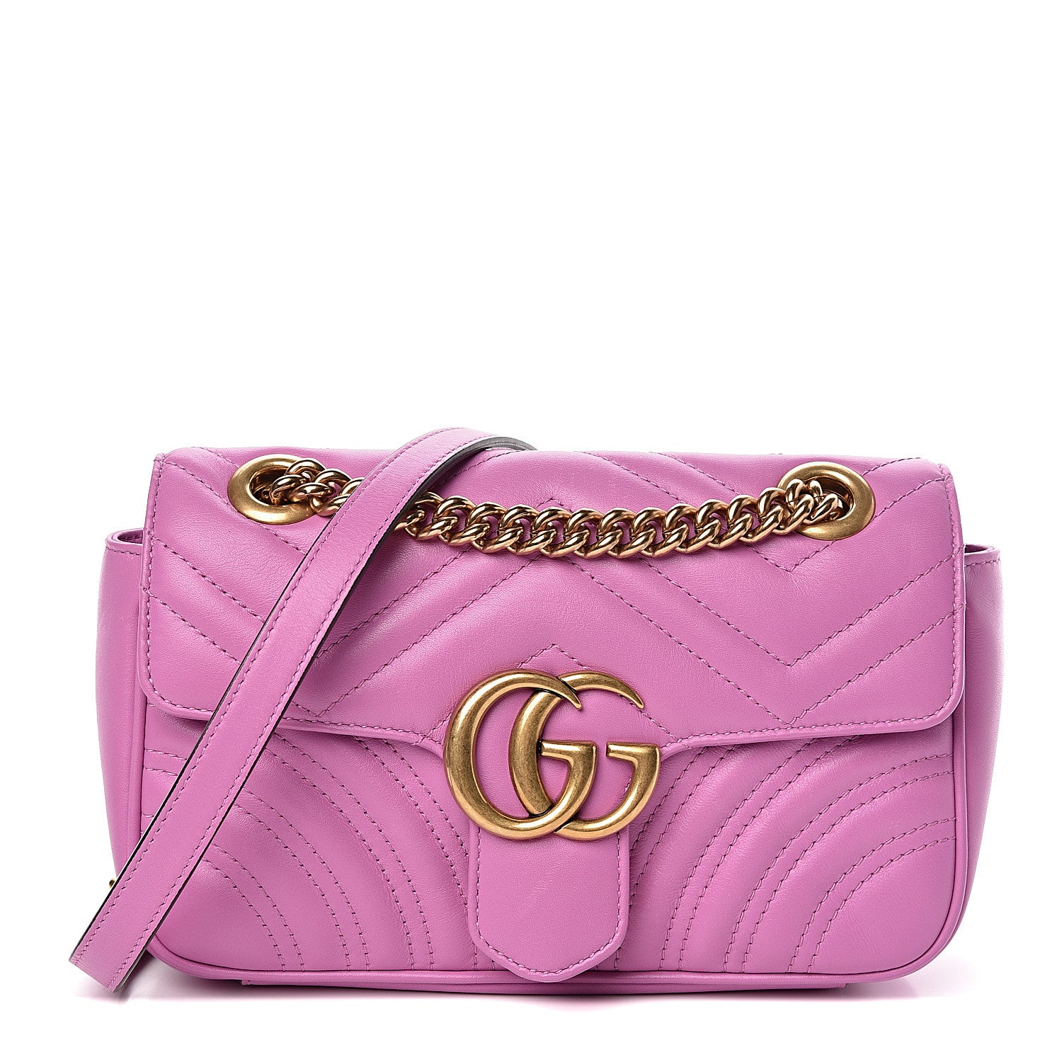 Gucci Calfskin Matelasse Mini GG Marmont Shoulder Bag Candy Mousse 1 of 9