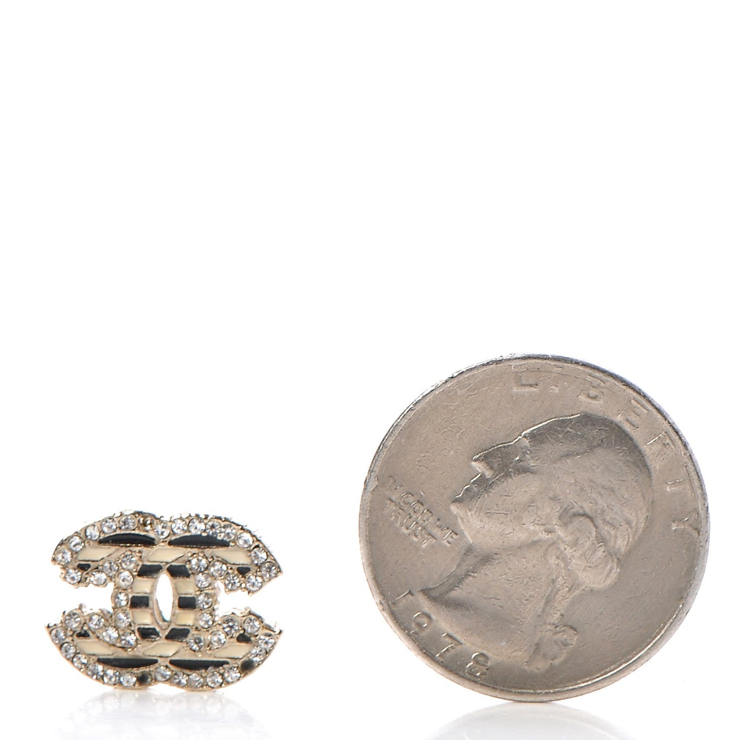 Crystal CC Enamel Striped Stud Earrings Gold