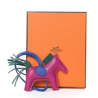 Hermes Milo Lambskin Grigri Rodeo Horse Bag Charm PM Rose Pourpre Bleu Electrique Malachite 5 of 5