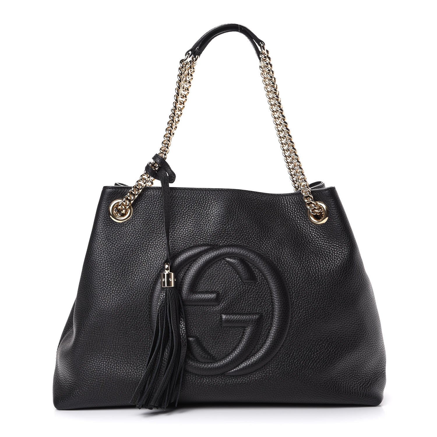 Gucci Pebbled Calfskin Medium Soho Chain Shoulder Bag Black 1 of 9