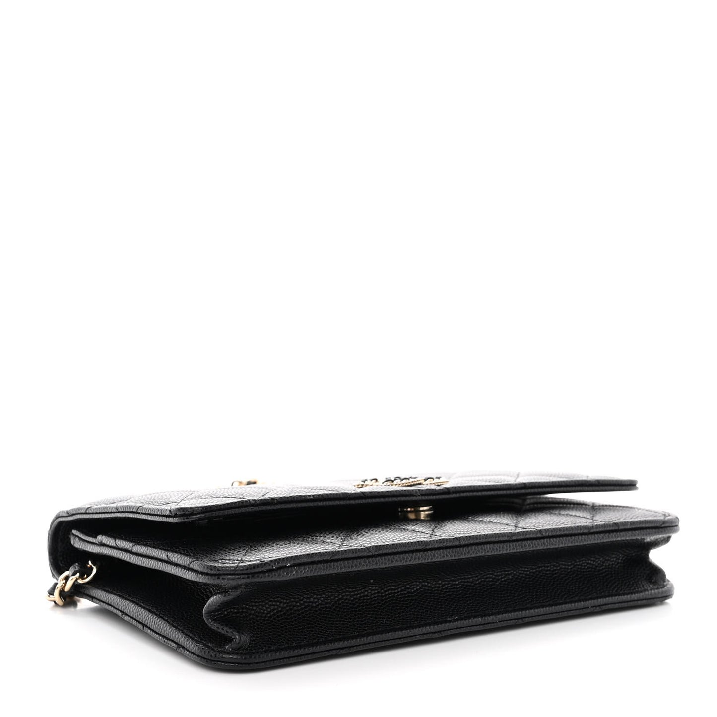 Caviar Quilted Crystal CC Wallet On Chain WOC Black