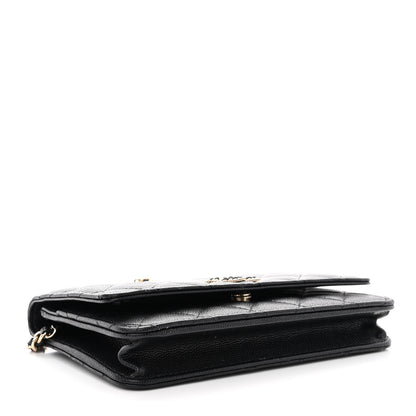 Chanel Caviar Quilted Crystal CC Wallet On Chain WOC Black 4 of 13
