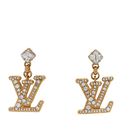 Louis Vuitton Crystal Lady LV Earrings Gold 1 of 5
