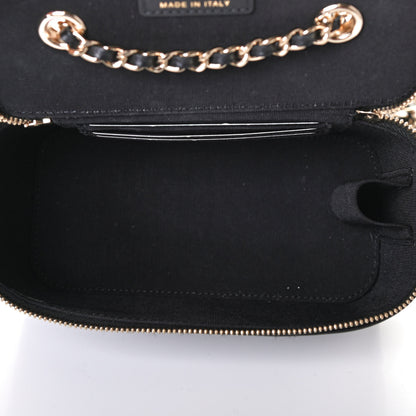 Chanel Lambskin Camellia Embossed Small Vanity Case With Chain Black 4 of 4