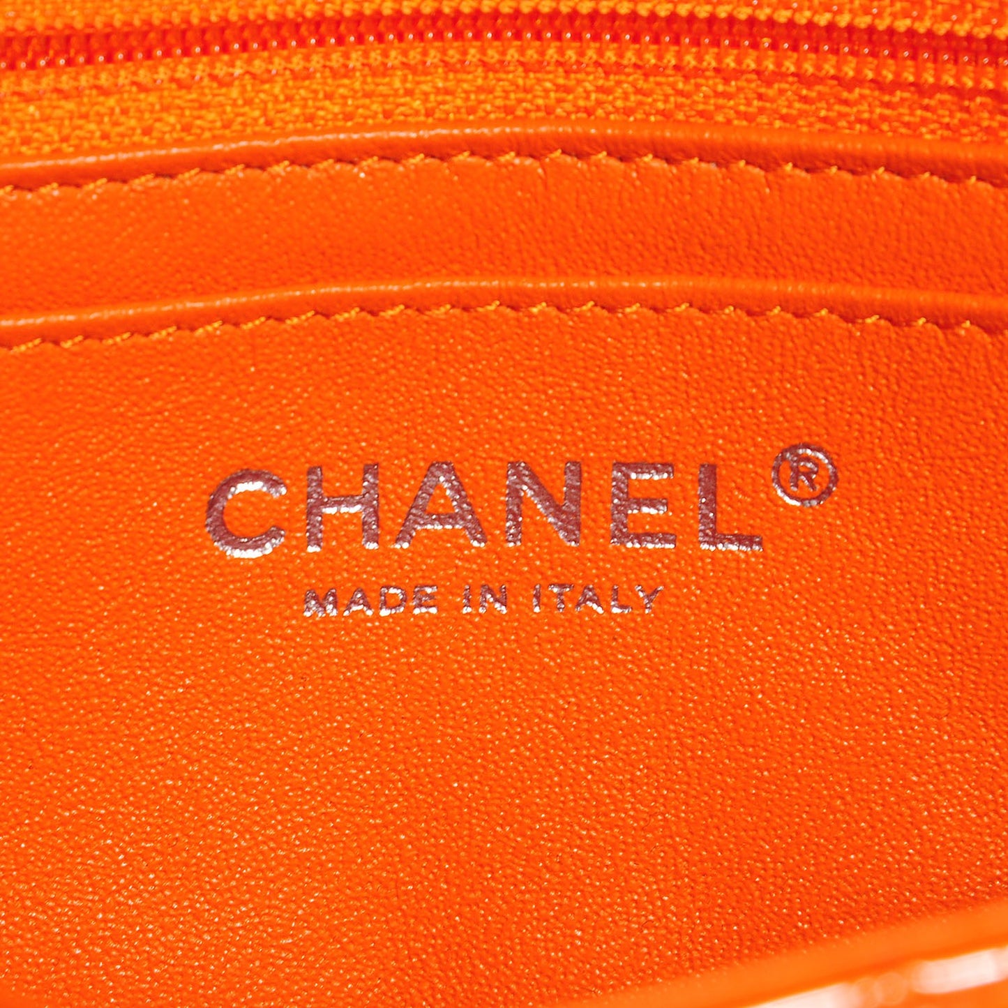 Patent Quilted Mini Rectangular Flap Orange