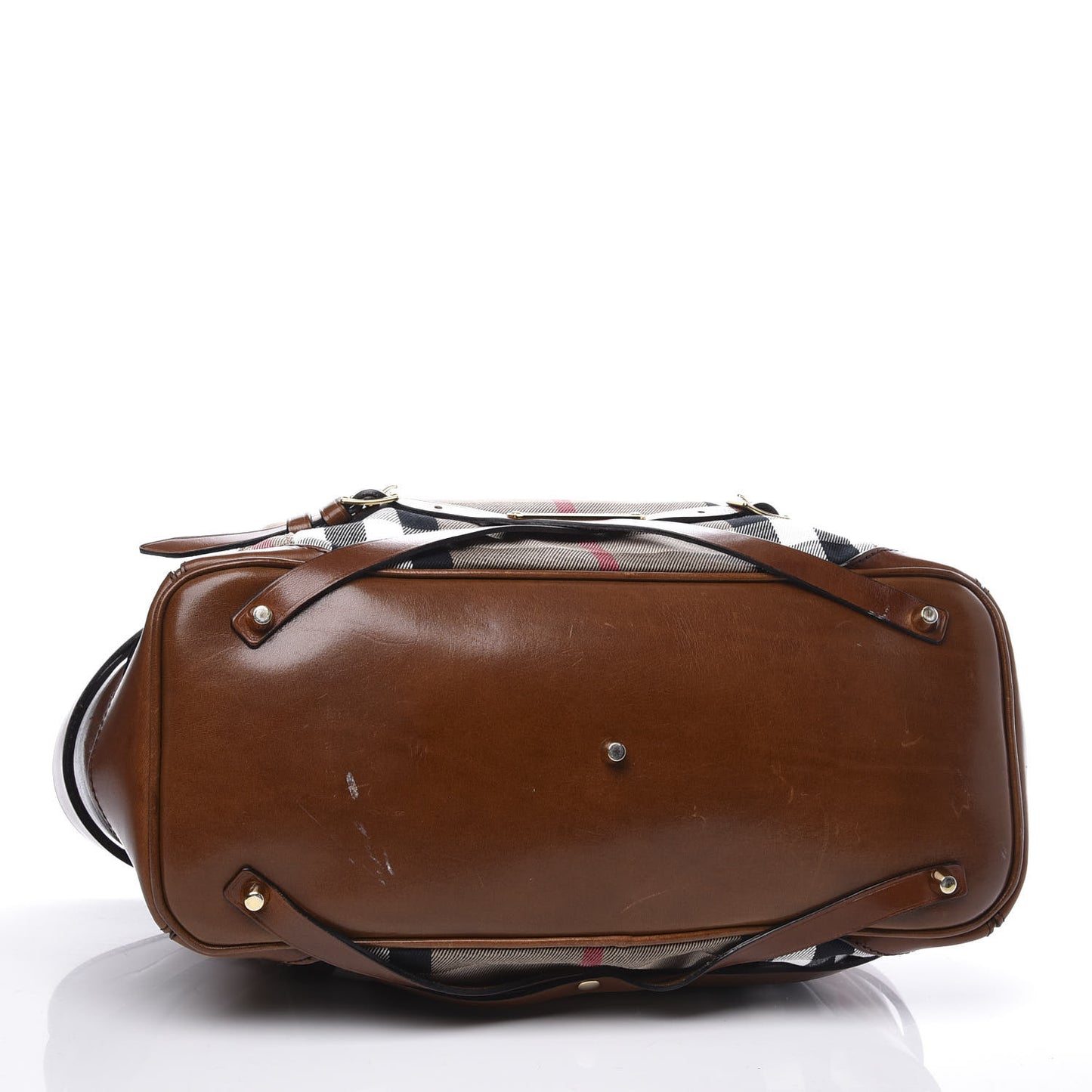 House Check Bridle Calfskin Medium Lynher Tote Dark Tan