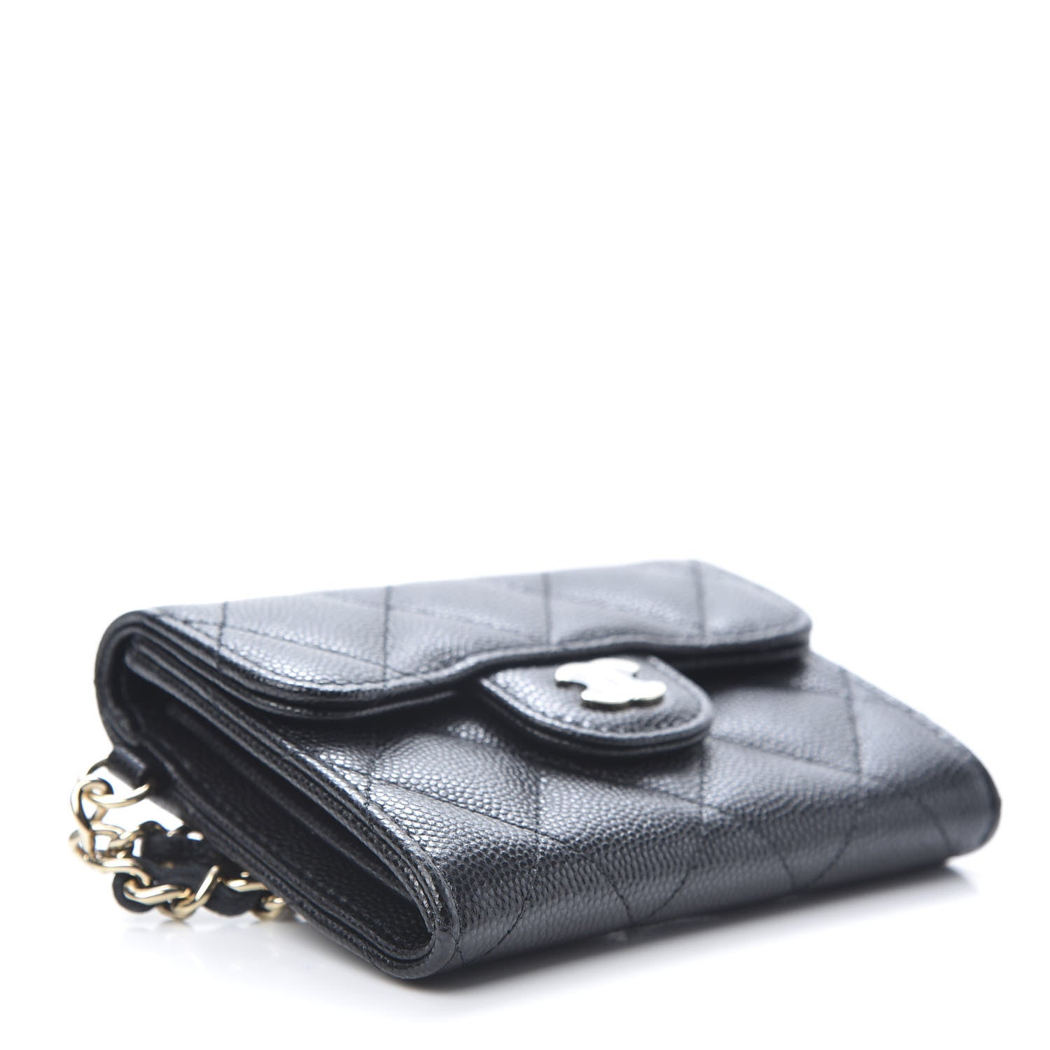 Chanel Caviar Quilted Flap Card Holder Chain Wristlet Black 4 of 9