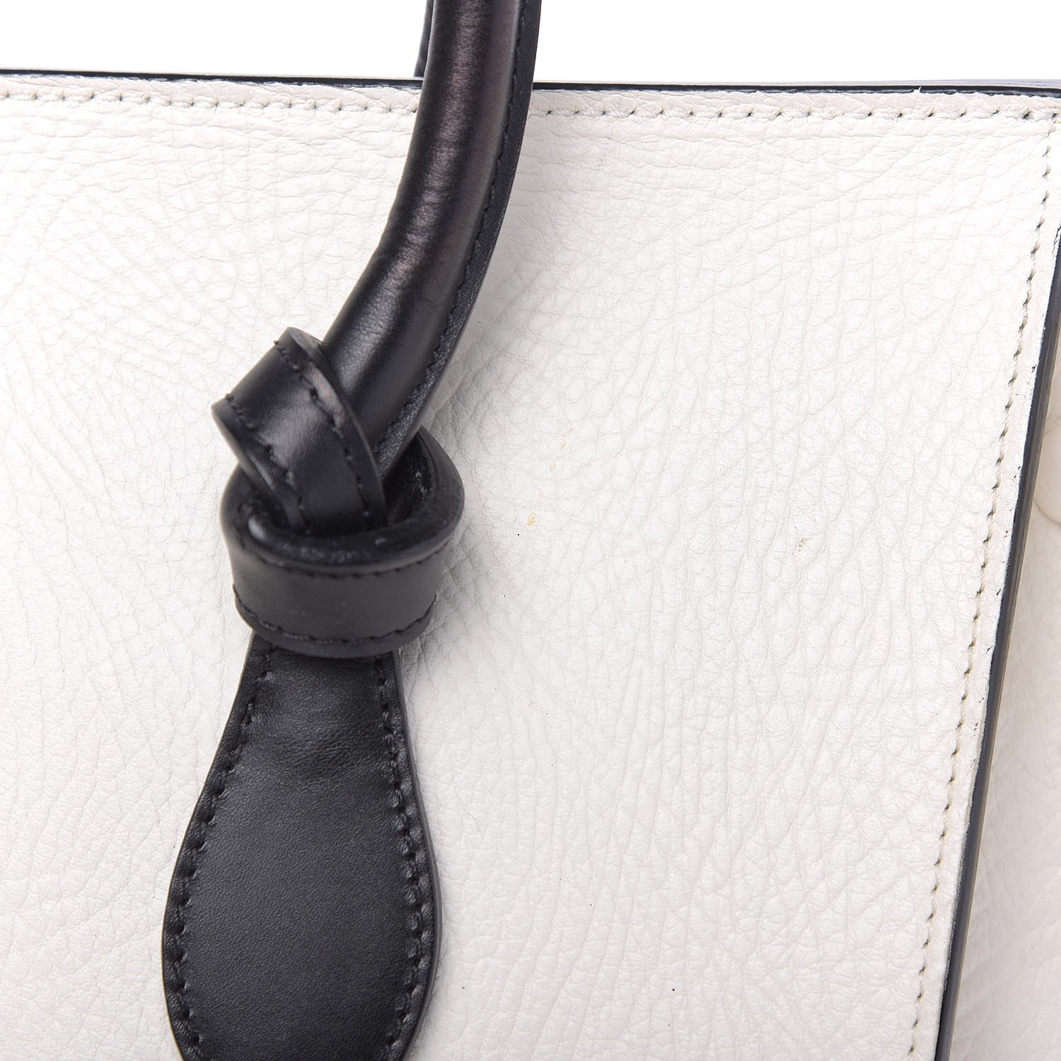 Celine Elephant Calfskin Bi-Color Medium Tie Knot Tote White Black 10 of 14