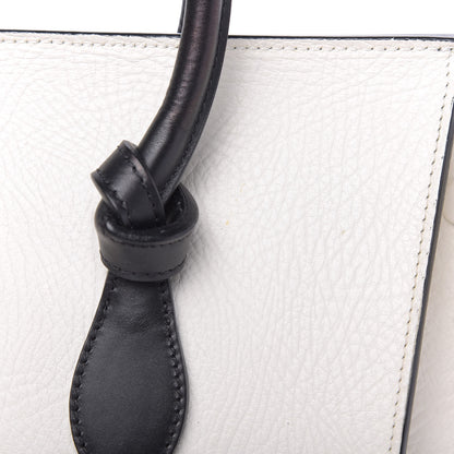 Celine Elephant Calfskin Bi-Color Medium Tie Knot Tote White Black 10 of 14