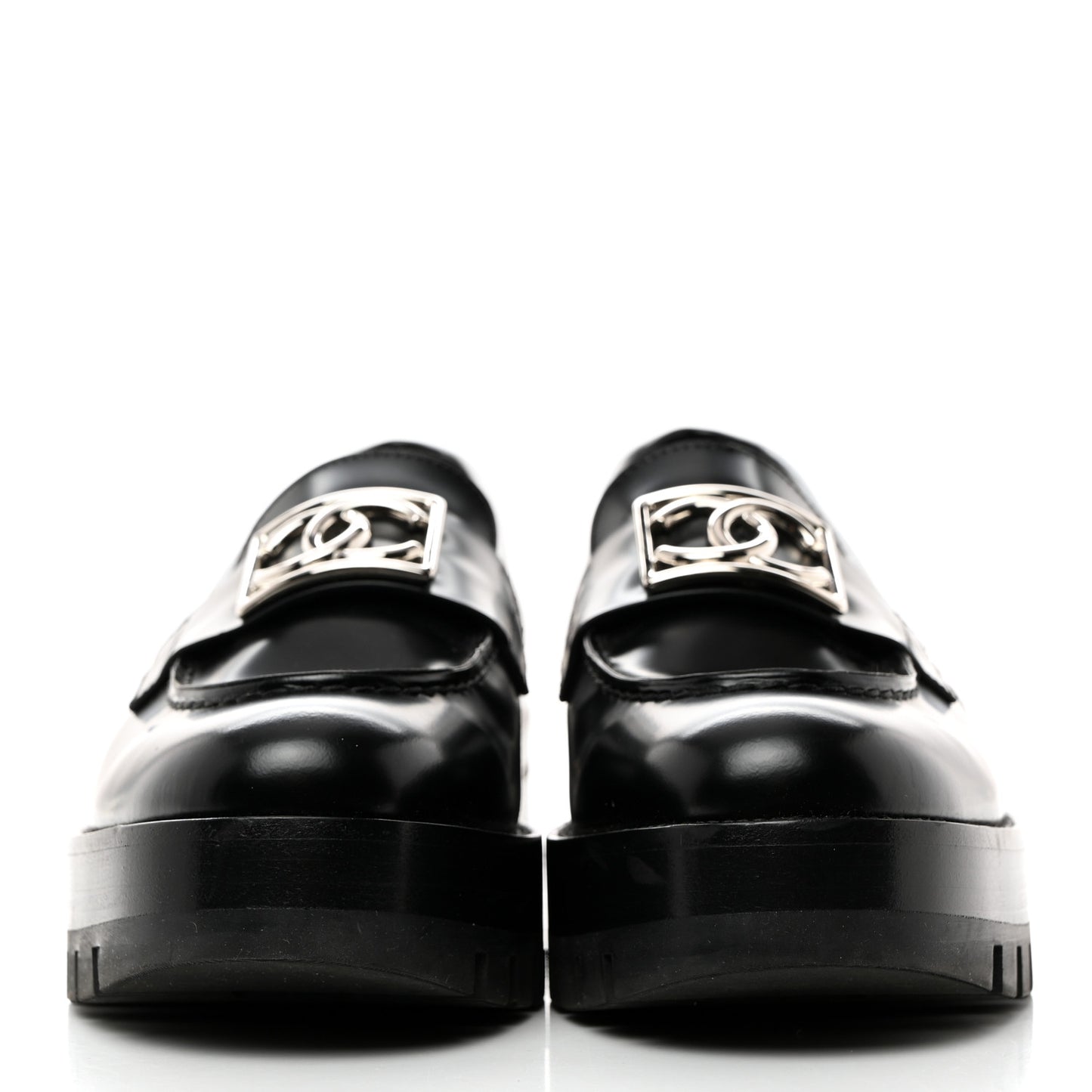 Calfskin Metal CC Loafers 37 Black
