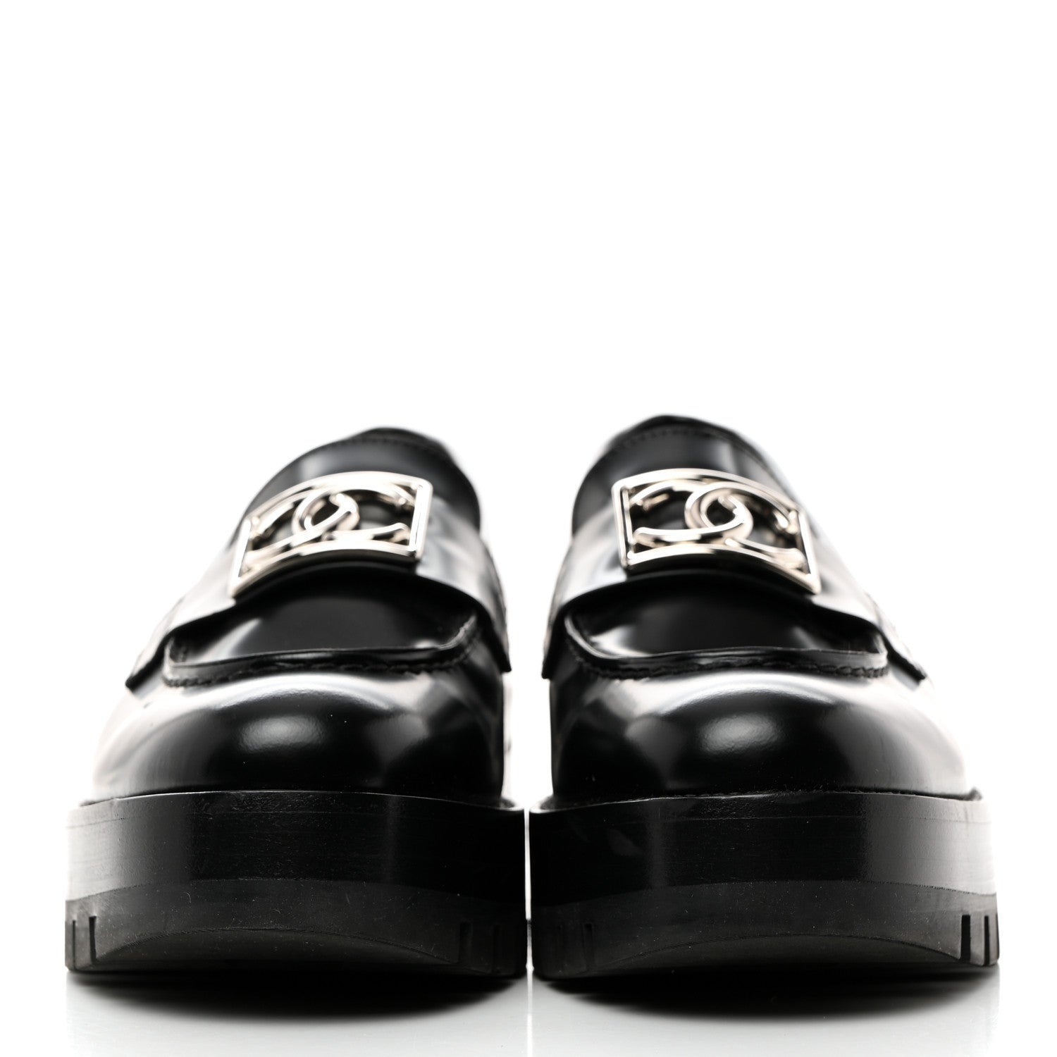 Chanel Calfskin Metal CC Loafers 37 Black 2 of 8