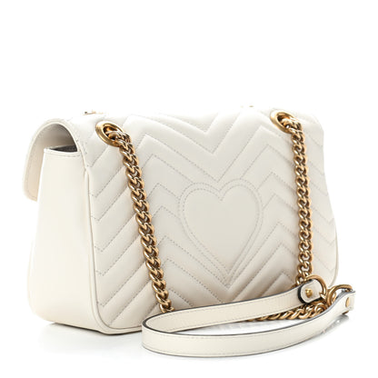 Gucci Calfskin Matelasse Small GG Marmont Shoulder Bag White 3 of 9