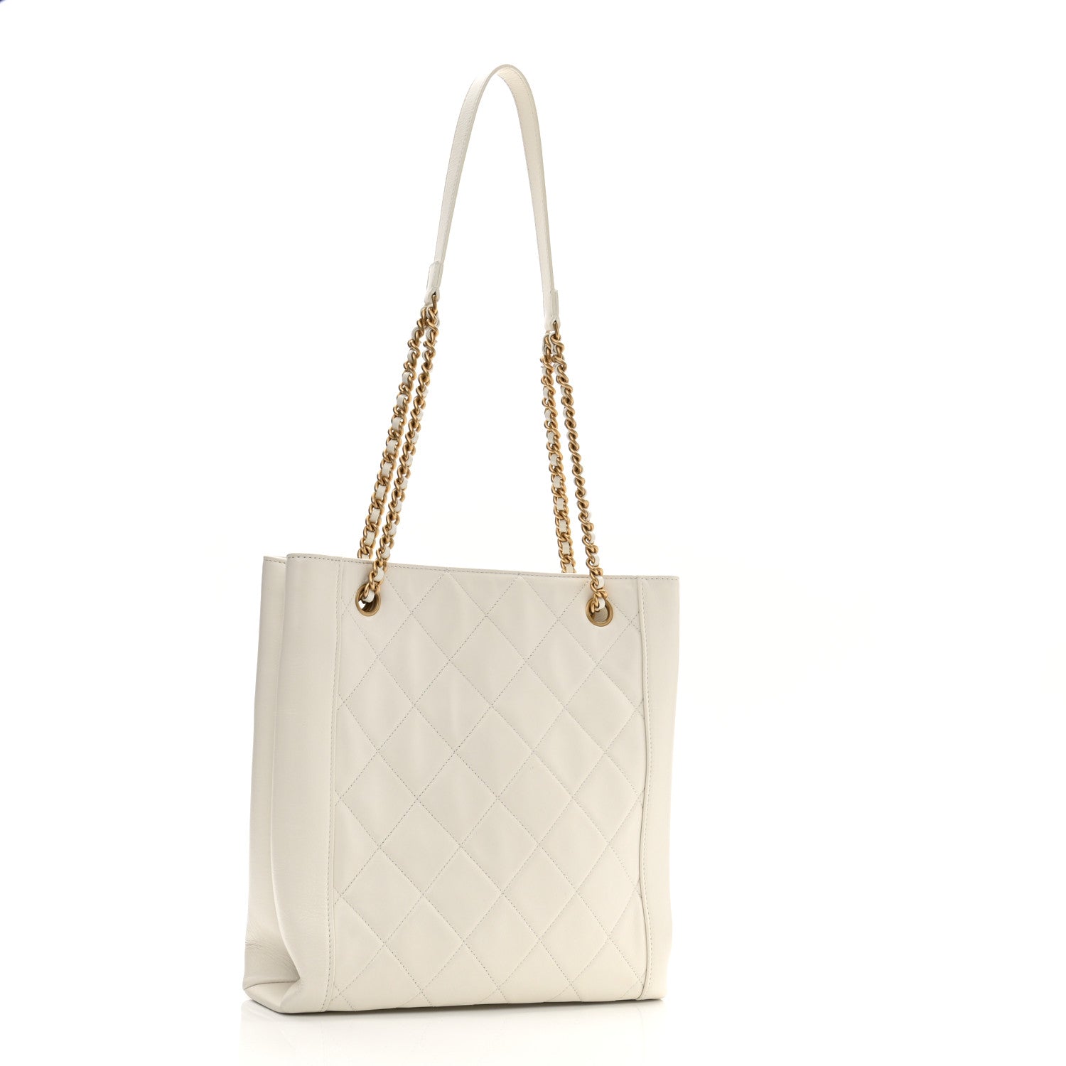 Chanel Calfskin Quilted Small Shopping Tote White 3 of 11