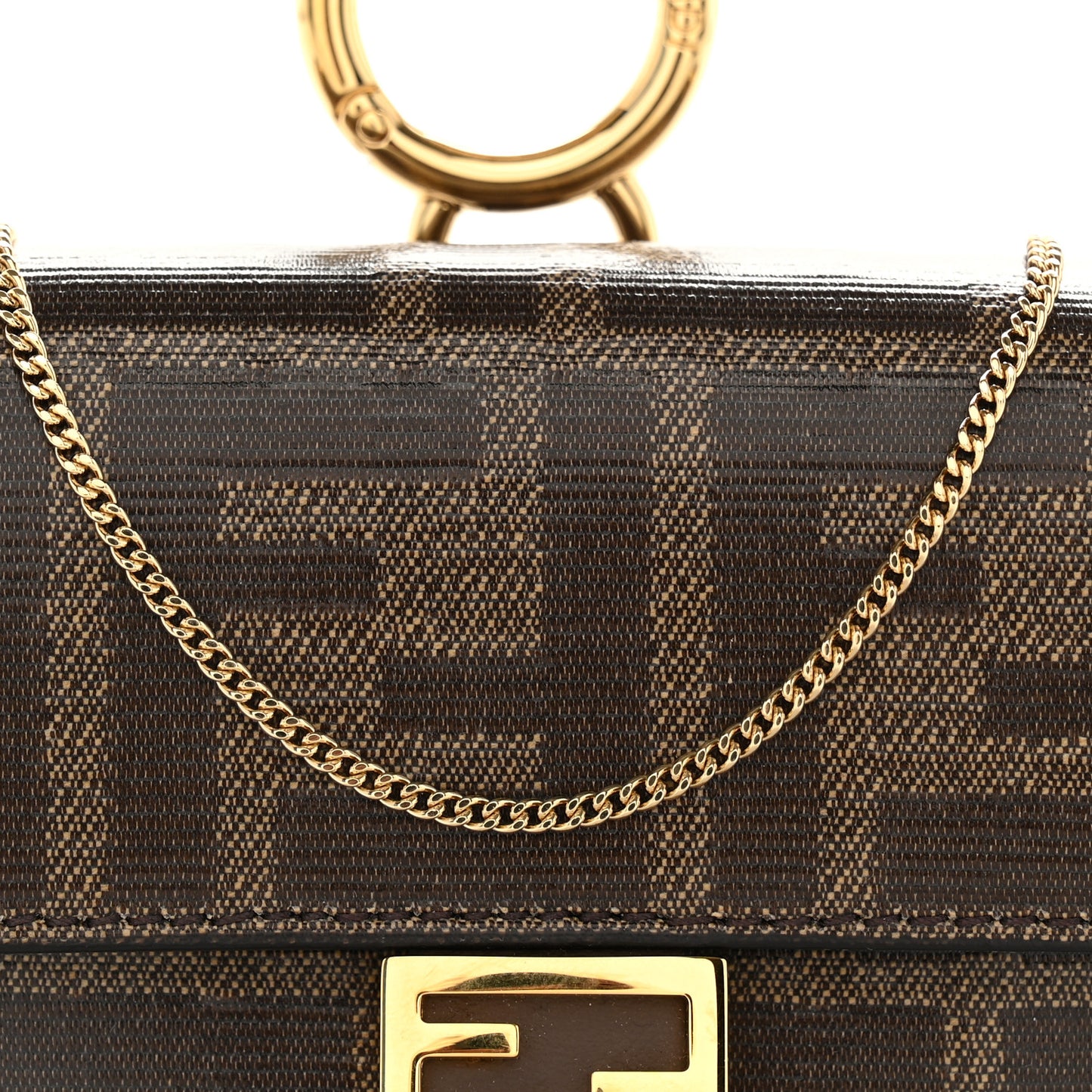 Glazed Fabric FF 1974 Nano Baguette Charm Mogano Panna