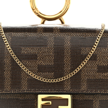 Fendi Glazed Fabric FF 1974 Nano Baguette Charm Mogano Panna 6 of 9