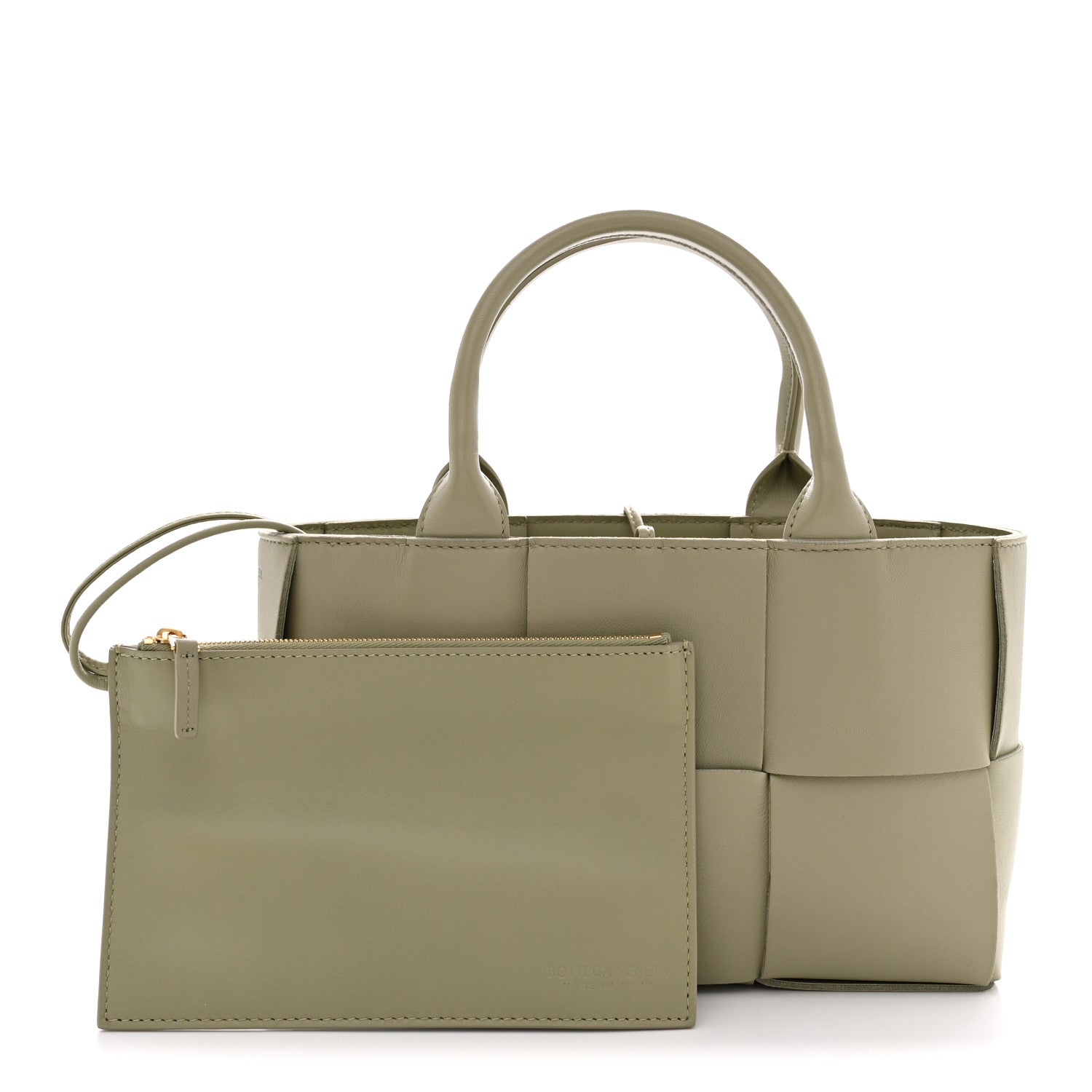 Bottega Veneta Grained Calfskin Maxi Intrecciato Mini Arco Tote Travertine 3 of 10