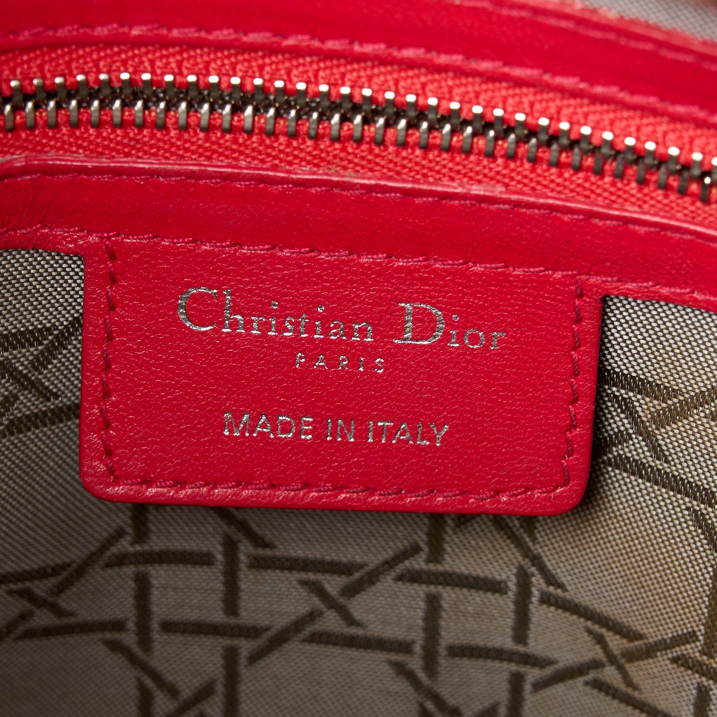Lambskin Cannage Medium Lady Dior Red