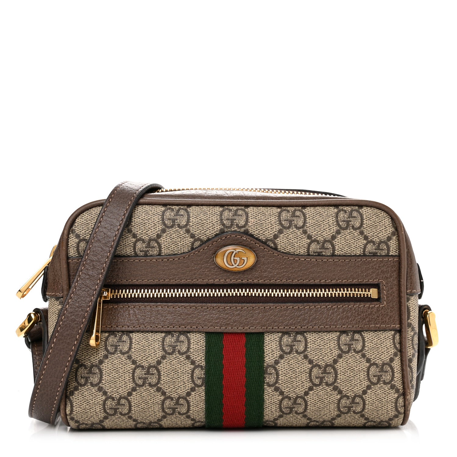 Gucci GG Supreme Monogram Web Mini Ophidia Shoulder Bag Brown 1 of 16