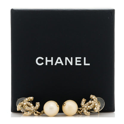 Chanel Pearl CC Drop Earrings Gold 5 of 5