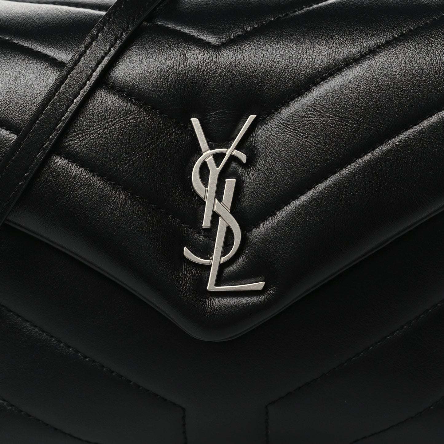 Calfskin Y Quilted Monogram Toy Loulou Crossbody Bag Black