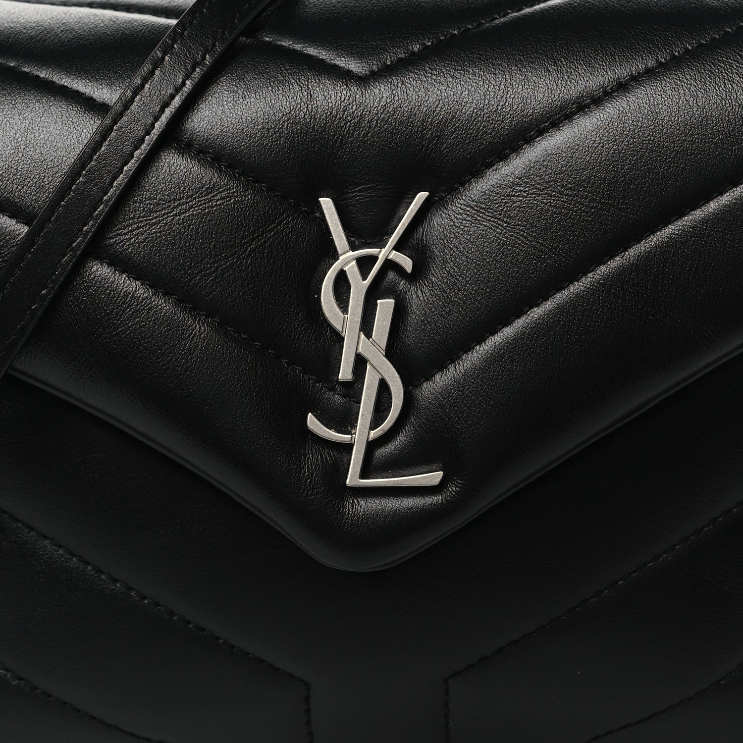 Saint Laurent Calfskin Y Quilted Monogram Toy Loulou Crossbody Bag Black 7 of 11