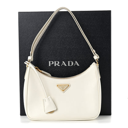 Prada Saffiano Lux Mini Re-Edition Shoulder Bag White 12 of 12