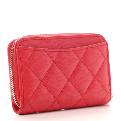 Chanel Caviar Quilted Zip Coin Purse Red 3 of 9