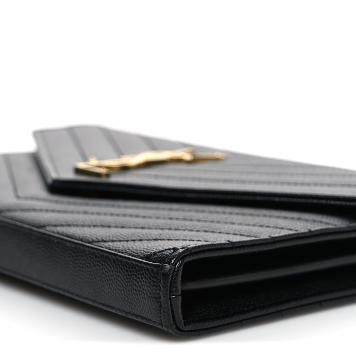 Grain De Poudre Matelasse Chevron Monogram Chain Wallet Black