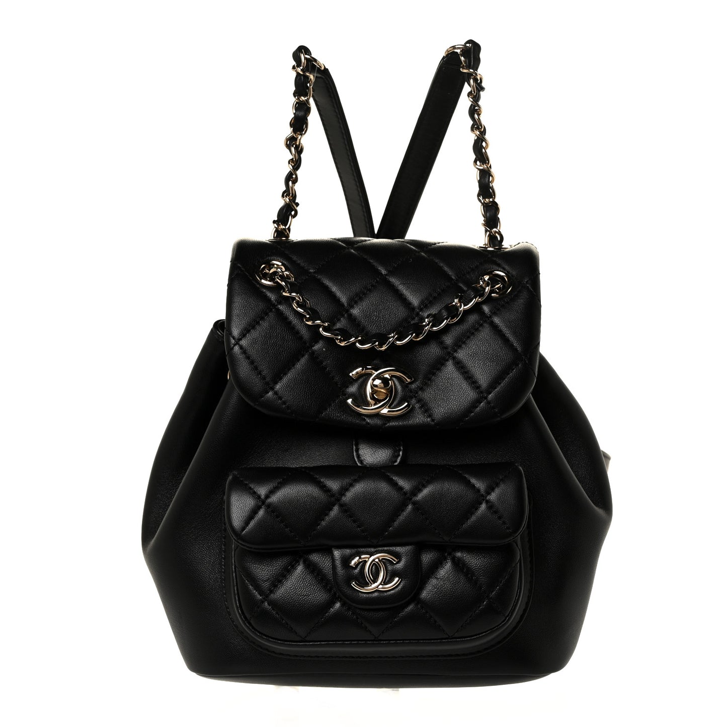 Lambskin Quilted Small Duma Drawstring Backpack Black