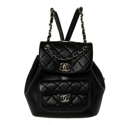 Chanel Lambskin Quilted Small Duma Drawstring Backpack Black 1 of 17
