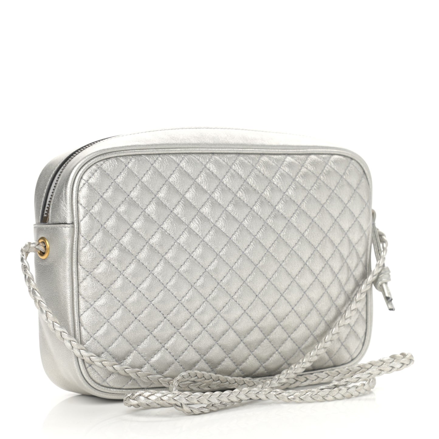 Laminated Nappa Web Trapuntata Small GG Shoulder Bag Argento